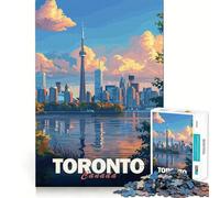 Rompecabezas de 1000 Piezas con la Silueta de Toronto al Atardecer para Adultos Juguete Inteligente para divertirse en Interiores Corte Suave Elige tu Deseo de Papá Noel 50x75cm