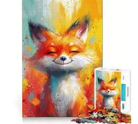 Rompecabezas de 1000 Piezas con la Sonrisa Radiante de un Zorro y Bordes sin Costuras,Juego Divertido para ejercitar la Mente,Entretenimiento para el Tiempo Libre,Regalo artístico de Navidad 38x52cm