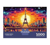 Rompecabezas de 1000 Piezas con la Torre Eiffel de Noche en París para Adultos Mayores de 12 años, Juegos educativos,desafío, Alta dificultad, para cumpleaños Masculino y Femenino, 52 x 38 cm, Regalo