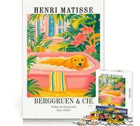 Rompecabezas de 1000 Piezas con lámina artística de Henri Matisse Baño de Perros, para Adolescentes Juego Relajante Desafío lúdico y Divertido Bellas Artes (38x26cm)