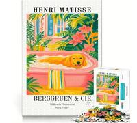 Rompecabezas de 1000 Piezas con lámina artística de Henri Matisse Baño de Perros, para Adolescentes Juego Relajante Desafío lúdico y Divertido Bellas Artes (38x26cm)