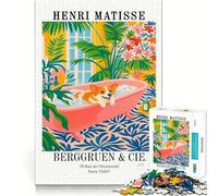 Rompecabezas de 1000 Piezas con lámina artística de un Corgi en el baño de Henri Matisse para Adolescentes Descompresión, conexión tensa, desafío Divertido, exhibición artística (38x26cm)