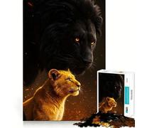 Rompecabezas de 1000 Piezas con Leones Negros y Dorados,Corte preciso,Arte Creativo,Juego fácil de Usar,decoración navideña (38x26cm)