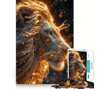 Rompecabezas de 1000 Piezas con Leones Negros y Dorados,Juego de articulación preciso,Juguete cognitivo,Juego de Tiempo Libre,Regalo Divertido de Navidad (38x52cm)