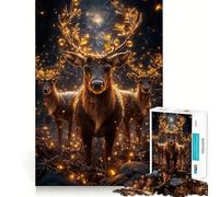 Rompecabezas de 1000 Piezas con Luces navideñas de Renos para Adolescentes, Que estimula la Memoria, Calma y Permite un Montaje Sencillo y Sorprendente (50x75cm)
