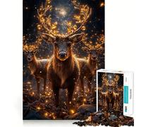 Rompecabezas de 1000 Piezas con Luces navideñas de Renos para Adultos Ideal para ejercitar la Memoria y para un rato de Ocio Diseño y colección de Arte (38x52cm)