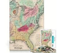 Rompecabezas de 1000 Piezas con Mapa Antiguo de Estados Unidos para Adultos Diversión y Entrenamiento Mental, Corte láser Actividad Relajante para Grupos en Interiores (50x75cm)