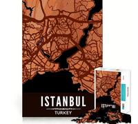 Rompecabezas de 1000 Piezas con Mapa de Estambul,Estilo Madera,Ideal para decoración,Juego cognitivo,Regalo de cumpleaños fácil de Jugar (50x75cm)