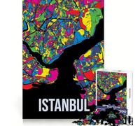 Rompecabezas de 1000 Piezas con Mapa de Estambul,Turquía,Estilo Arte Callejero,Ideal para Adolescentes,para desarrollar el Pensamiento y como Actividad de Ocio (38x52cm)