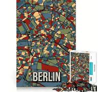 Rompecabezas de 1000 Piezas con Mapa de la Ciudad de Berlín en Tonos Tierra Juego de lógica con articulaciones afiladas Divertido Juego para Pasar un rato Agradable (38x26cm)