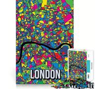 Rompecabezas de 1000 Piezas con Mapa de la Ciudad de Londres,Inglaterra,Corte Exacto,Juguete Inteligente para el Cerebro,Juego Relajante,decoración navideña (38x52cm)