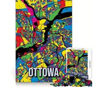 Rompecabezas de 1000 Piezas con Mapa de la Ciudad de Ottawa,Estilo Pop Art,Ideal para Adolescentes Ayuda a Mejorar la Memoria,a Relajarse y a Disfrutar del Tiempo Libre Bordes impecables Un Bonito