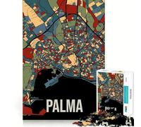 Rompecabezas de 1000 Piezas con Mapa de la Ciudad de Palma de Mallorca,España,Corte sin Costuras,Juego para ejercitar la Mente,Juego Tranquilo,Divertido,Regalo de cumpleaños o Hobby (38x26cm)