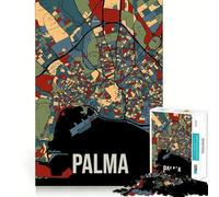 Rompecabezas de 1000 Piezas con Mapa de la Ciudad de Palma de Mallorca,España Juguete preciso para ejercitar la Mente y Las articulaciones Tiempo de Juego Tranquilo Pieza de Arte navideña (50x75cm)