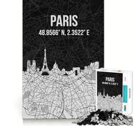 Rompecabezas de 1000 Piezas con Mapa de la Ciudad de París y su Horizonte Encaje Juguete artístico para desarrollar la Creatividad y la Capacidad de relajación Ideal para la decoración