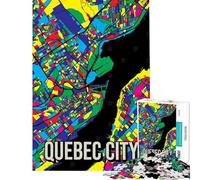 Rompecabezas de 1000 Piezas con Mapa de la Ciudad de Quebec Canadá Arte de Viaje Colorido Desafío para la Inteligencia Cerebral Juguetes adictivos Juegos educativos Decoración para el hogar Regalos