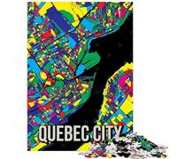 Rompecabezas de 1000 Piezas con Mapa de la Ciudad de Quebec Canadá Rompecabezas Colorido de Viaje artístico para Adolescentes Enséñale a armar tu Cerebro y Tus Manos Regalos para Amigos y Familiares