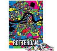 Rompecabezas de 1000 Piezas con Mapa de la Ciudad de Rotterdam Estilo Pop Art Ideal para Adolescentes Carrera de Velocidad Manual y Navidad Un desafío para la Inteligencia Cerebral Juguetes adictivos