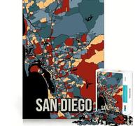 Rompecabezas de 1000 Piezas con Mapa de la Ciudad de San Diego,Arte de Corte preciso,Juguete para desarrollar la Capacidad cognitiva,diversión para el Tiempo Libre, Relajante 38x26cm
