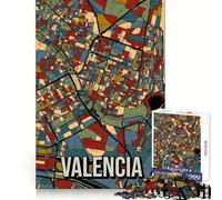 Rompecabezas de 1000 Piezas con Mapa de la Ciudad de Valencia, España, para Adolescentes Desarrolla la lógica y la Capacidad de relajación Bordes definidos Regalo navideño Acogedor (38x52cm)