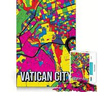 Rompecabezas de 1000 Piezas con Mapa de la Ciudad del Vaticano, Estilo Pop Art, diseño nítido y preciso, Ideal para Jugar a Pensar y Relajarse cumpleaños (50x75cm)