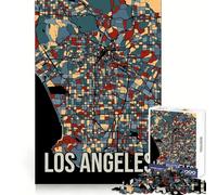 Rompecabezas de 1000 Piezas con Mapa de Los Ángeles en Tonos Tierra Corte preciso Diversión para ejercitar la Mente Diversión para Relajarse Decoración navideña para la Pared 38x26cm