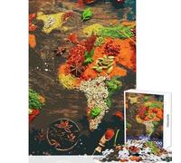 Rompecabezas de 1000 Piezas con Mapa del Mundo de Especias Juegos relajantes Juguete de Corte de precisión decoración de Pared Regalo Ideal para Toda la Familia (38x26cm)