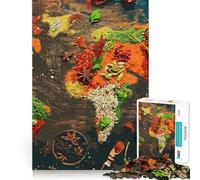Rompecabezas de 1000 Piezas con Mapa del Mundo de Las Especias para Adolescentes Juguete de razonamiento y Desarrollo de Habilidades Tranquilo y silencioso Corte Exacto Sorpresa navideña 50x75cm