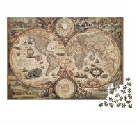 Rompecabezas de 1000 Piezas con Mapa del Mundo Vintage, Paisaje Abstracto Texturizado, Juego Educativo para Adultos, Hermosa decoración, desafío difícil, cumpleaños, 52x38cm.