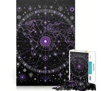 Rompecabezas de 1000 Piezas con Mapa del Mundo y símbolos celestes Divertido Juego de Memoria Superficie Lisa y sin Rebabas Un Reto entretenido para el Tiempo Libre (38x26cm)