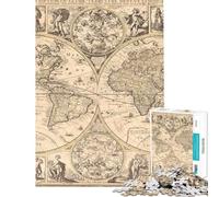 Rompecabezas de 1000 Piezas con Mapa del Viejo Mundo para Adolescentes Difícil Cada Pieza es única Juguetes educativos Juegos 38x26cm