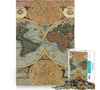 Rompecabezas de 1000 Piezas con Mapa del Viejo Mundo para Adultos Juego Inteligente de Rompecabezas Divertido Montaje de imágenes Regalo de Temporada (50x75cm)
