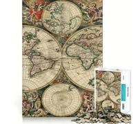 Rompecabezas de 1000 Piezas con Mapa del Viejo Mundo para Adultos Mejora la Memoria Ideal para el Ocio Corte Firme Fiestas (50x75cm)