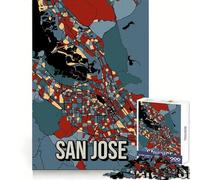 Rompecabezas de 1000 Piezas con Mapa Retro de la Ciudad de San José para Adultos y Adolescentes Ideal para el Bienestar Mental,el Ocio y la relajación Cierre (38x26cm)