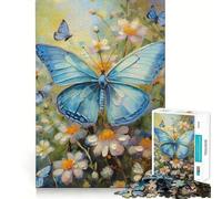 Rompecabezas de 1000 Piezas con Mariposas Azules,diseño de Encaje, Actividad de Juego Inteligente,Juego Divertido para el Tiempo Libre,Regalo de cumpleaños 38x26cm