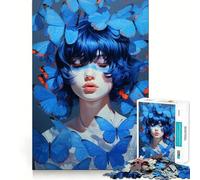 Rompecabezas de 1000 Piezas con Mariposas Azules y Bordes Finos,Ideal para Manualidades,Actividades Creativas,Entretenimiento y como Regalo de cumpleaños 50x75cm