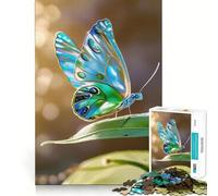 Rompecabezas de 1000 Piezas con Mariposas Azules y Verdes,decoración de Encaje Perfecto,Regalo para ejercitar la Mente,Juego de Paz,Pieza de Arte navideña 38x52cm