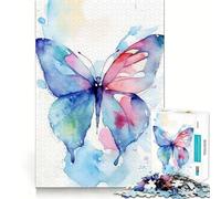 Rompecabezas de 1000 Piezas con Mariposas en Acuarela,Ajuste, Arte,desafío Mental,Juguete,Juego Divertido para el Tiempo Libre,Regalo de cumpleaños (38x26cm)