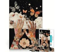 Rompecabezas de 1000 Piezas con Mariposas y Manos Juguete de Juego ejercitar la Mente y Lograr Momentos de Paz Regalo Ideal para cumpleaños (38x26cm)
