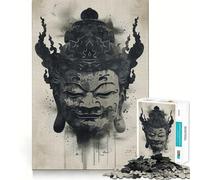 Rompecabezas de 1000 Piezas con máscara de Buda,Tinta Estilo Manga,Bordes Suaves,Juego Divertido y Relajante,Regalo de cumpleaños (38x52cm)