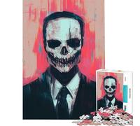 Rompecabezas de 1000 Piezas con máscara de Calavera y Traje Un Reto para completar Decoración Juego de ingenio para Mayores de 14 años 38x52cm