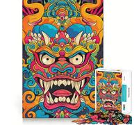 Rompecabezas de 1000 Piezas con máscara de Demonio japonés Oni a Color para Adolescentes, Ideal para ejercitar la Mente, aliviar el estrés, Jugar en Familia o Decorar el hogar (38x52cm)