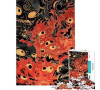 Rompecabezas de 1000 Piezas con máscara de Demonio Japonesa e ilustración de Fuego para Adultos y Adolescentes Ideal para la interacción Entre Padres e Hijos Regalo de cumpleaños único 38x26cm
