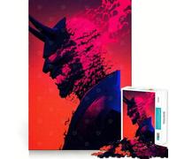 Rompecabezas de 1000 Piezas con máscara de Demonio Oni y Efecto de Fuego Juego Relajante para aliviar la ansiedad Un Reto Divertido para Decorar tu hogar (50x75cm)