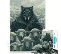 Rompecabezas de 1000 Piezas con máscara de Lobo,líder de ovejas,para Adolescentes Juego de Memoria Divertido Componentes Resistentes y fáciles de Transportar (50x75cm)