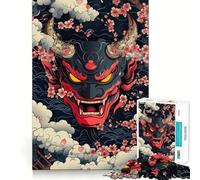 Rompecabezas de 1000 Piezas con máscara de Oni y Flores de Cerezo para Adolescentes Juguete para desarrollar la Mente y la Mente Diseño Divertido y Relajante armar (50x75cm)