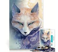 Rompecabezas de 1000 Piezas con máscara de Zorro Kitsune místico para Adolescentes Mejora la Memoria, sin estrés, con Bordes Ajustados, decoración de Pared (50x75cm)