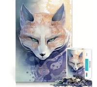 Rompecabezas de 1000 Piezas con máscara de Zorro Kitsune místico para Adultos Juguete para aliviar la ansiedad Bordes precisos Regalo Original (38x52cm)