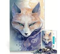 Rompecabezas de 1000 Piezas con máscara de Zorro Kitsune místico para Adultos Regalos, Juegos mentales, Juguetes para Fortalecer los Lazos Familiares Ideal para cumpleaños Sorpresa (38x26cm)