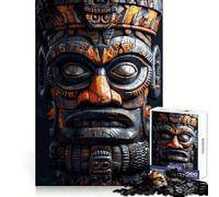 Rompecabezas de 1000 Piezas con máscara Tiki Oscura indígena para Adolescentes, lógica Clara, articulación, Actividad Divertida, Sorpresa navideña (38x52cm)